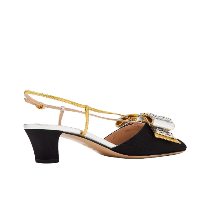 Valentino Bowow Chunky Heel High Heels 4.5cm Women's Black-2