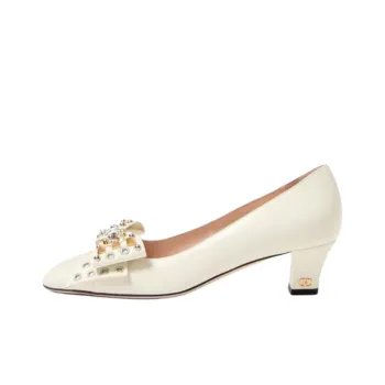 Valentino BOWOW Chunky Heel High Heels 4.5cm Women's Ivory White