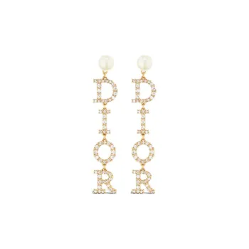 DIOR Crystal Earrings Women's Gold