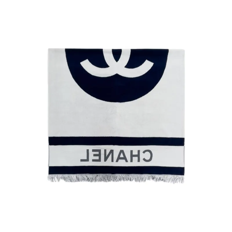 CHANEL Cotton Knit Scarves Women's Blue-1