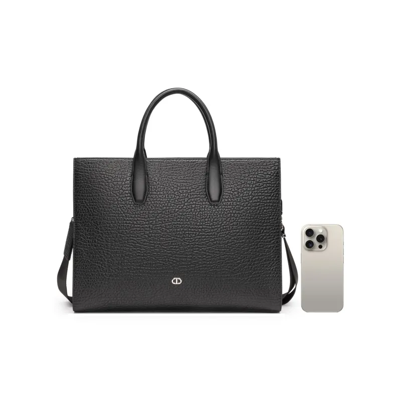 Chrisdien Deny Cow Leather Briefcase Men's Black-3