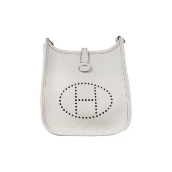 HERMES Evelyne Clemence Bullock Leather Shoulder Bag, Crossbody Bag Mini Women's 01 Blanc Pure White