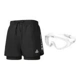(Two-Piece Set) Swimming Shorts+White Large Frame Swim Goggles