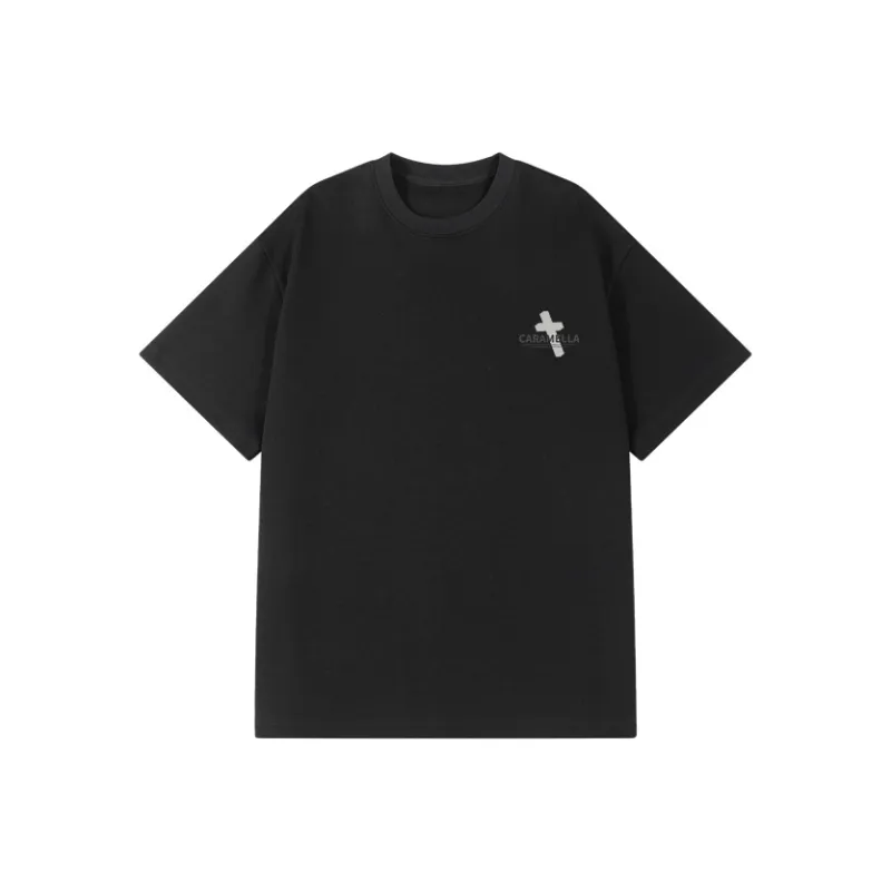 Caramella Drop Shoulder Sleeve T Shirt Unisex White Heather Gray-5