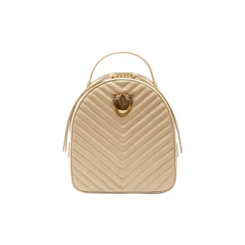 PINKO LOVE Series Cow Leather Backpack Women's Beige