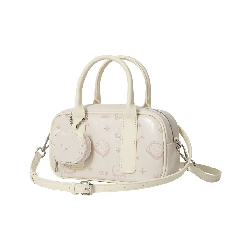 SEM/R Kitten Sketch PU Boston Bag Handbag Medium Size Women's Multicolor-1