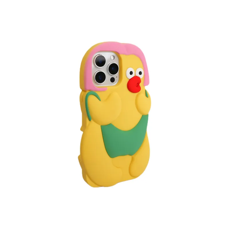 Wei Xin Silicone Material Medium Part Pink Chicken Phone Cases Compatible With IPhone 16/15 Pro Max/Apple 13/14 Pro/Max-1