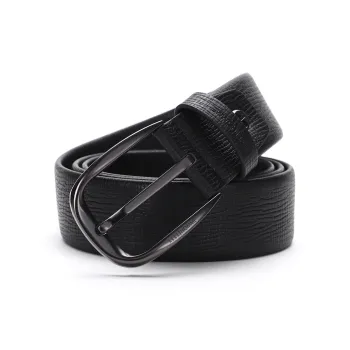 ELLE HOMME Cross Grain Top Grain Cow Leather Belts Men's Black Width 3.85cm
