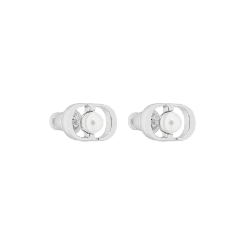DIOR Metal Stud Earrings Unisex Silver-1