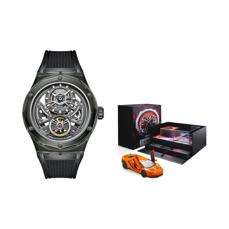 BONEST GATTI Automatic Mechanical Movement Rubber Strap Watch Men's Watches Black Dial-11