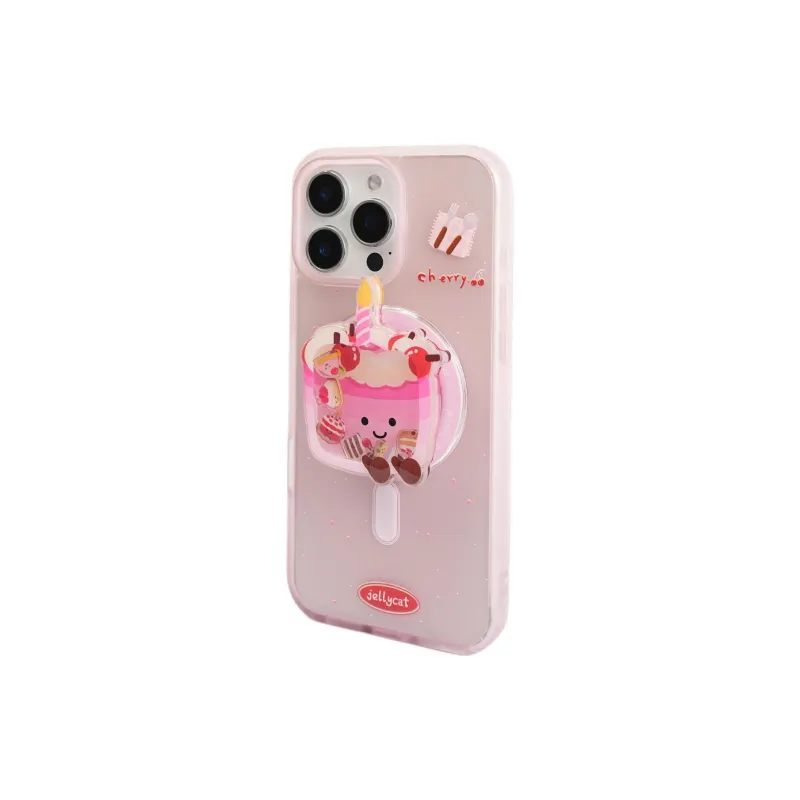 Sopi Acrylic Material Matte Jellycat Cherry Cake Phone Cases Compatible With IPhone 16/15 Pro Max/Apple 13/14 Pro/Max-2