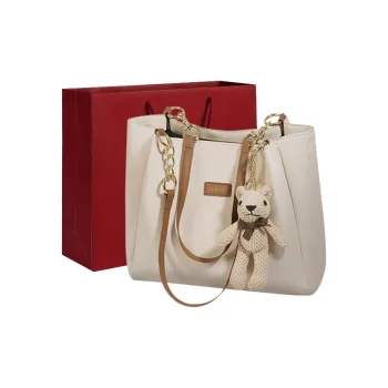 Old Man's Head Cow Split Leather Shoulder Bag Women's Ecru