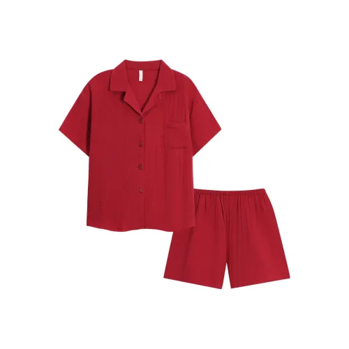 XIAFENYAN Pajama Set Unisex Red
