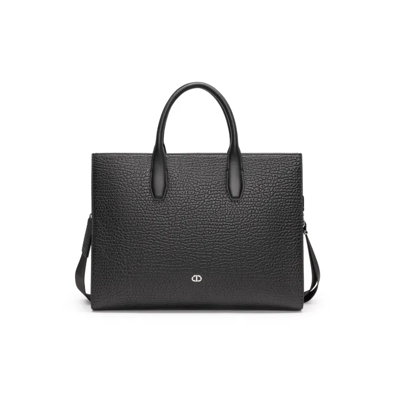 Chrisdien Deny Cow Leather Briefcase Men's Black-0
