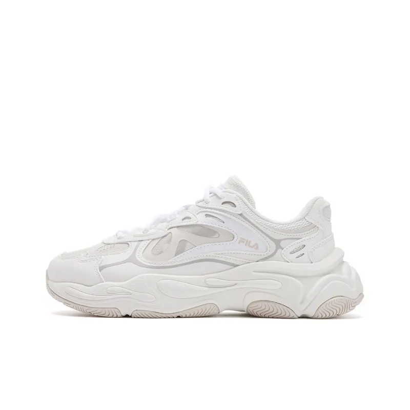 FILA Mars 4 Mars Shoes Slip Resistant, Abrasion Resistant, Breathable Low Top Casual Shoes Women's White Gray-0