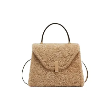 Valextra Iside Calfskin With Shearling One Shoulder Handbag Mini Women's Cashmere Beige