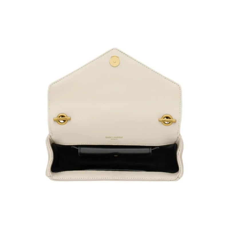SAINT LAURENT LOULOU Sheepskin Shoulder Bag Mini Women's Vintage White-5