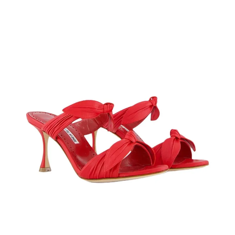 MANOLO BLAHNIK Slide Slippers 7cm Women's Red-3