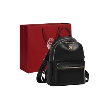 Old Man's Head Cow Leather Backpack Regular Unisex Black