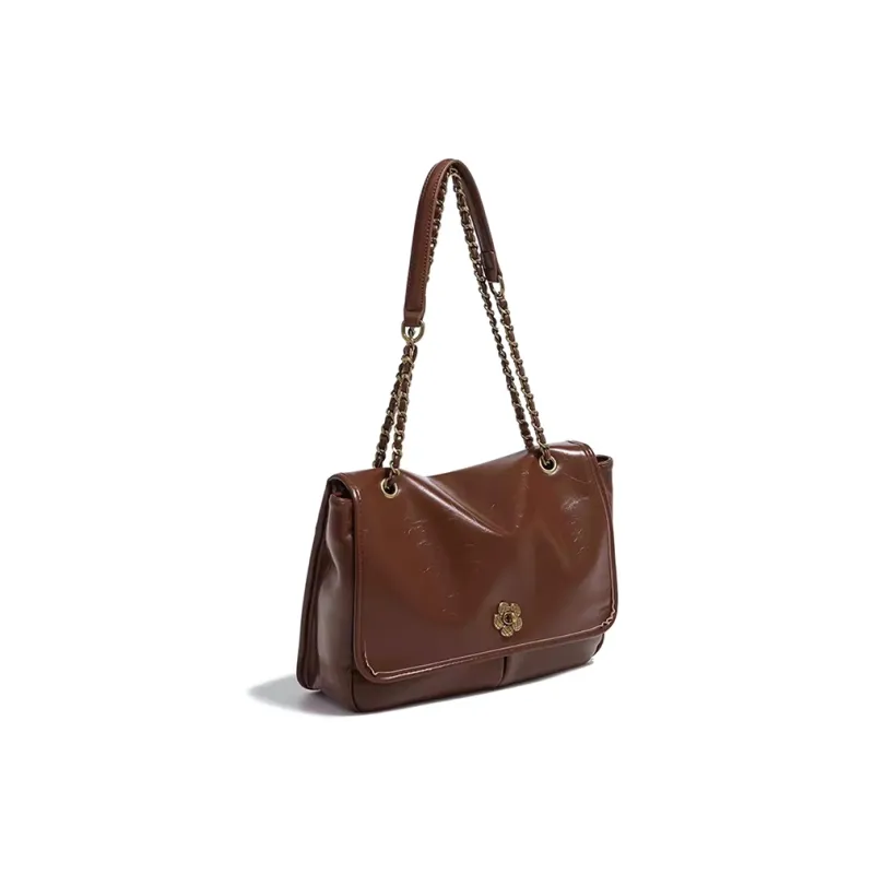 CLEVER& KETCH PU Shoulder Bag Women's Black/Ecru/Coffee-9
