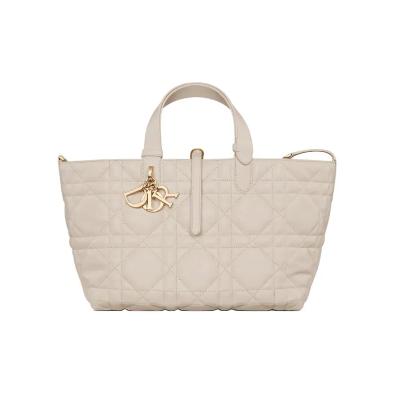 DIOR Toujours Calfskin Tote Bag, Shopping Bag, Shoulder Bag, Handbag Medium Size Women's Light Cookie-0