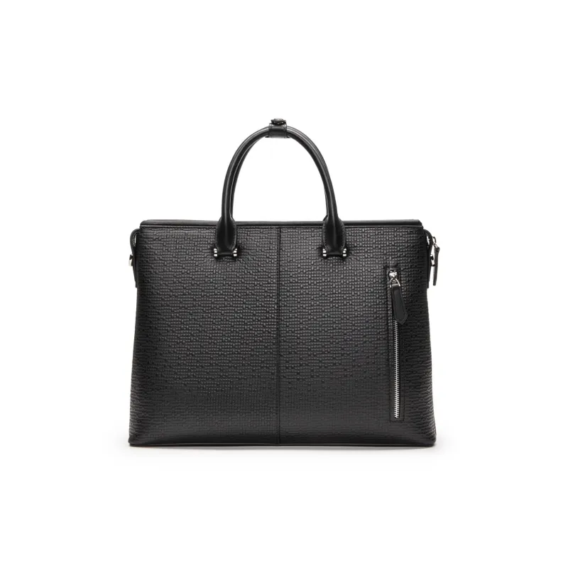 Chrisdien Deny Cow Leather Portable Briefcase Men's Black-1