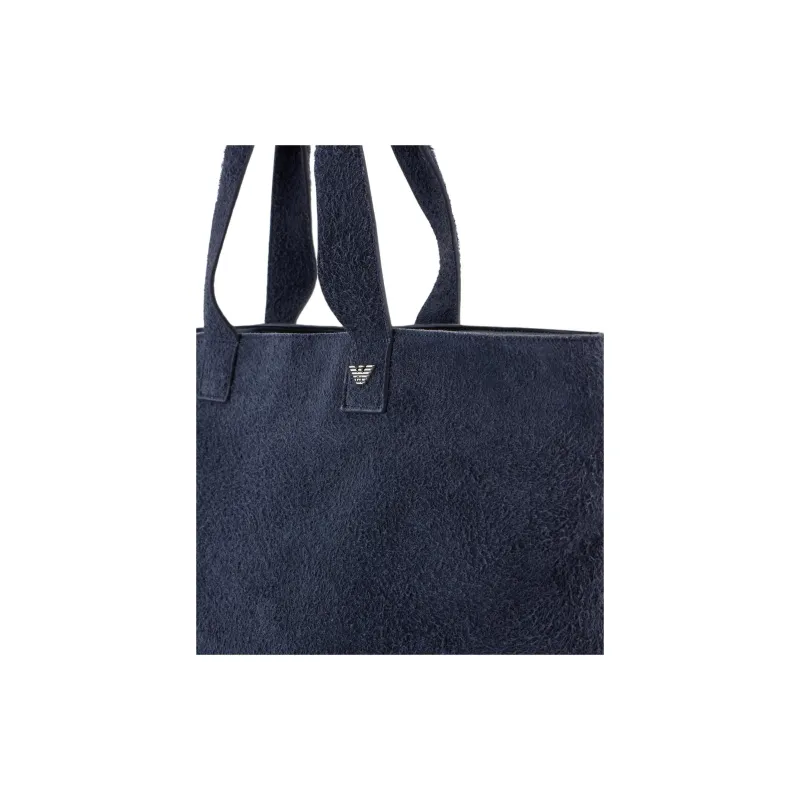 EMPORIO ARMANI Bonded Leather Tote Bag, Shopping Bag, Shoulder Bag, Handbag Extra Large Men's Navy Blue-3