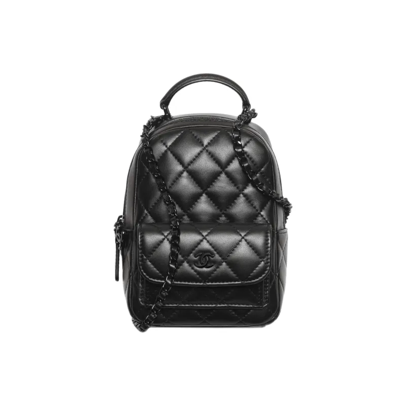 CHANEL Classic Flap CF Lambskin Backpack Mini Women's Black-0