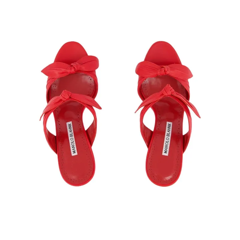 MANOLO BLAHNIK Slide Slippers 7cm Women's Red-5