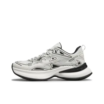 Desai Chunky Sneakers Men Low Top White Black, Black Red, Gray Red