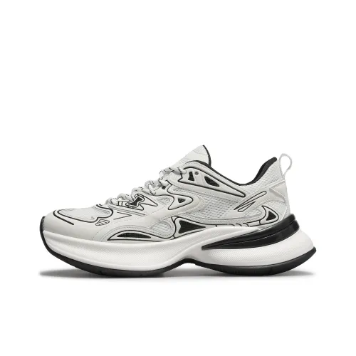 Desai Chunky Sneakers Men Low Top White Black, Black Red, Gray Red