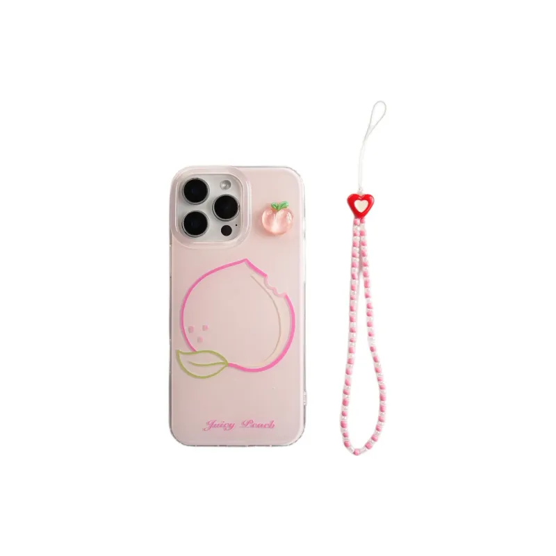Sopi Acrylic Material Line Apple Peach Lemon Phone Cases Compatible With IPhone 16/15 Pro Max/Apple 13/14 Pro/Max-7