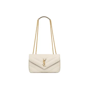 SAINT LAURENT LOULOU Sheepskin Shoulder Bag Small Size Women's Ecru