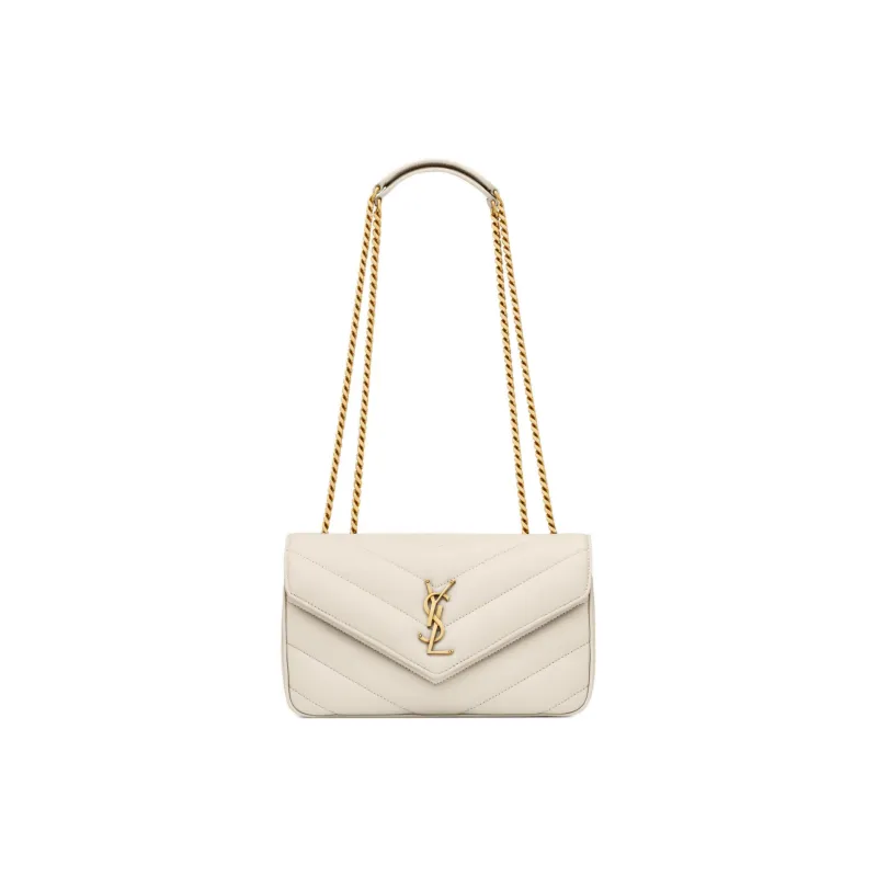 SAINT LAURENT LOULOU Sheepskin Shoulder Bag Small Size Women's Ecru-0