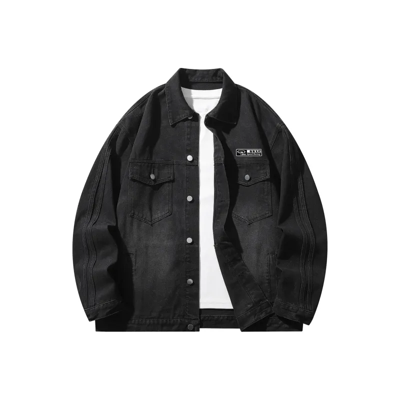 Qnxeey Denim Jacket Unisex Black-0