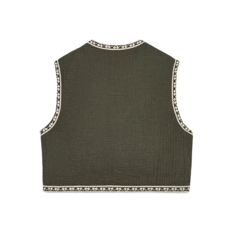 ZARA Tank Tops Women's Khaki-1