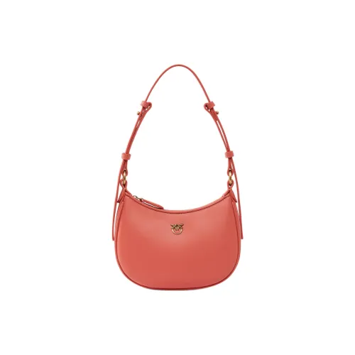 PINKO Half Moon Series Cow Leather Shoulder Bag Small Size Women's Pink