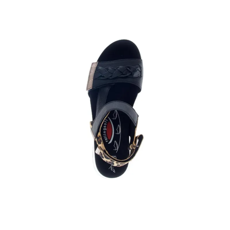 Gabor Rollingsoft Beach Sandals Women's Black Blue-3