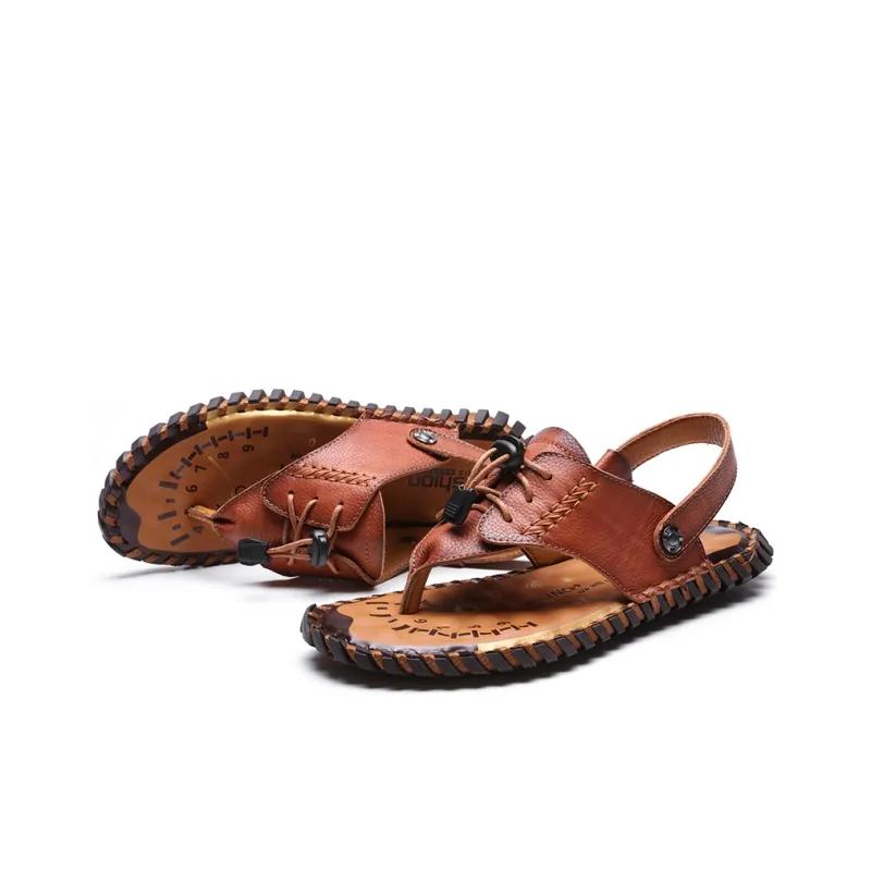 AMICNIEGD Beach Sandals Men Light Brown/Dark Brown/Khaki-3