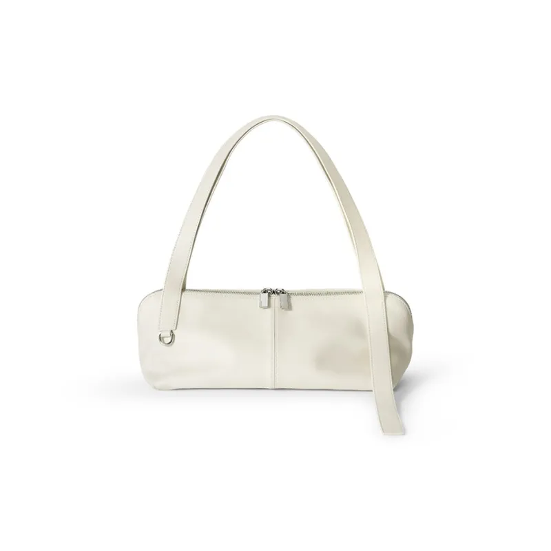 TAD FAB Cow Leather Tote Bag, Shoulder Bag Medium Size Unisex White/Black-4