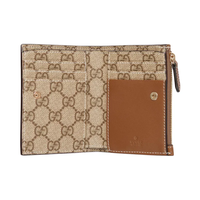GUCCI GG Emblem Leather Wallet Medium Size Women's Brown-4