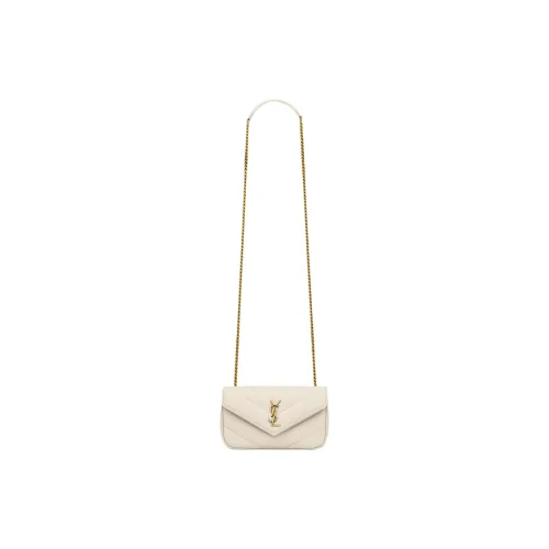 SAINT LAURENT LOULOU Sheepskin Shoulder Bag Mini Women's Vintage White