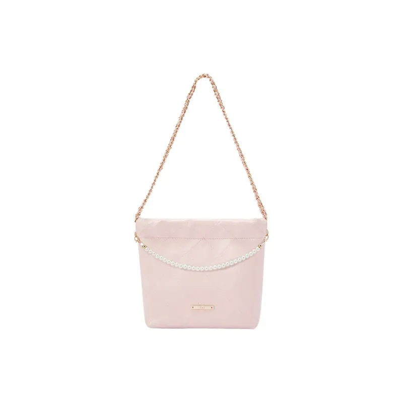 SEM/R Synthetic Leather Crossbody Bag Medium Size Women's Dream Pink/Smoky Silver/Black-4