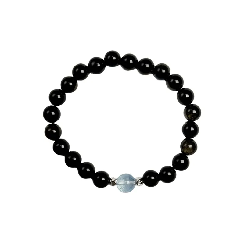 Many Blessings Five Lines Obsidian Bracelets Unisex-0