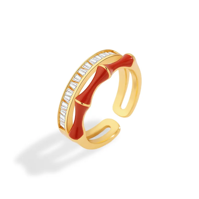Right Hand Waiting S925 Silver Bamboo Melody Ring Unisex-0