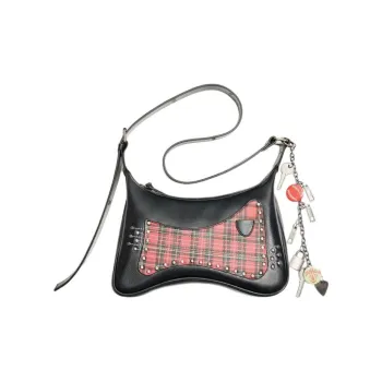 ZARA ANDERSSON BELL Man With Cow Leather And PU Crossbody Bag, Shoulder Bag Regular Women's Black & Red
