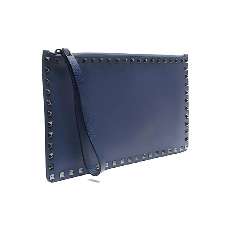 Valentino Leather Clutch Men's Blue-1