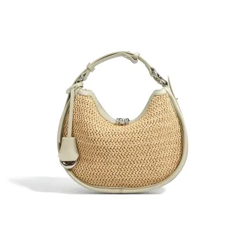 H YXIANG Cow Leather Handbag Regular Women's Cold Moon White/Peach Pink