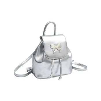 Dusen Kangaroo PU Backpack Women's Silver/Black/Gold/Ecru