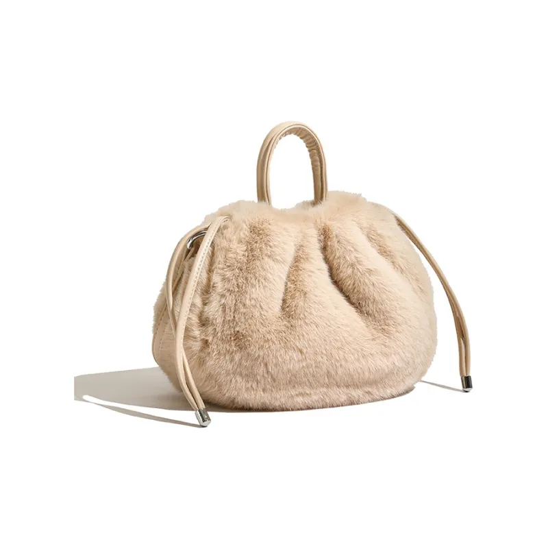 Yalu Plush Shoulder Bag, Crossbody Bag, Handbag Women's Black/Apricot/Pink/Camel/White-4